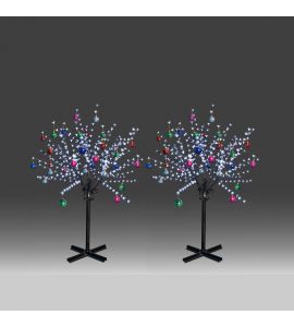 2x 150cm 360L twinkle burning LED tree light with white plum blossoms and hanging ornament set