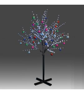 Beautiful 200cm 504L twinkle burning LED tree light with white plum blossoms and hanging ornament set